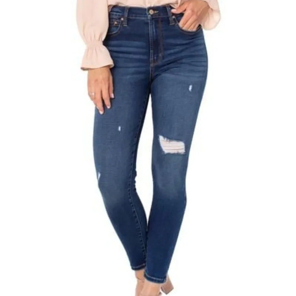 Rachel Roy Women's Dark Blue Wash Grace Mid Rise Skinny Ankle Jeans Size 12/31